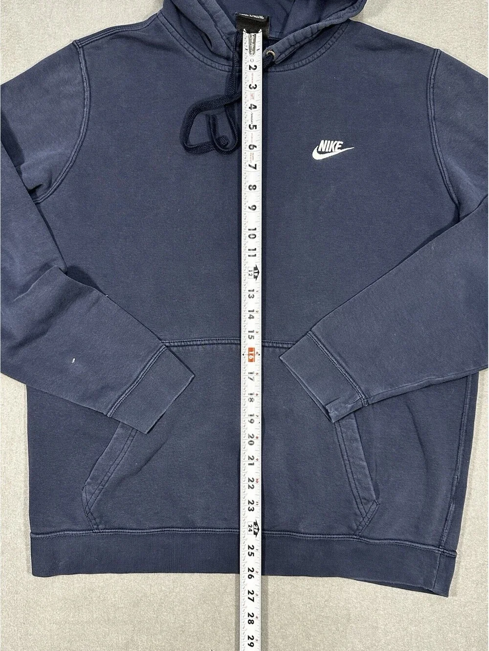 Nike Mens Large Navy Hoodie Large Logo Swoosh Pullover Sweatshirt FA18
